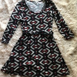 Long sleeved belted dress